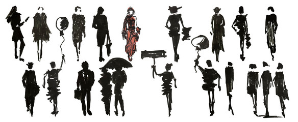 Set of different people, hand drawn marker sketch eps10 vector illustration isolated on white. © elen31