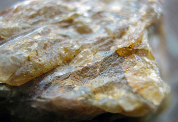 Mineral stone translucent close-up. A gem for construction. Sample of mineral stone.