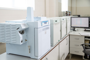 gas chromatograph in a chemical laboratory, good daylight,