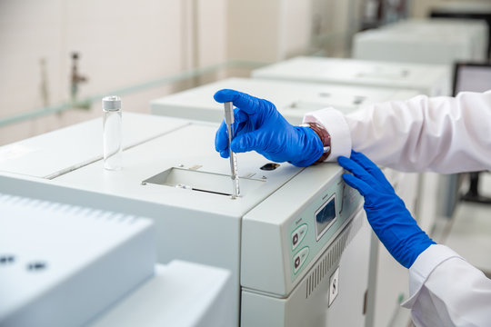 gas chromatograph in a chemical laboratory, good daylight,