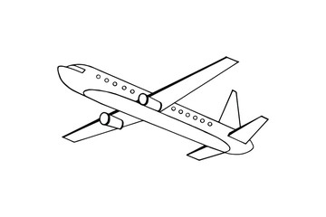 Fototapeta na wymiar the plane is flying in the sky. eps10 vector stock illustration. out line. hand drawing