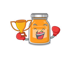 fantastic Boxing winner of apple jam in mascot cartoon design