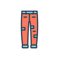 Color illustration icon for jeans  