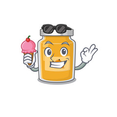happy face appricot cartoon design with ice cream