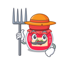Happy Farmer strawberry jam cartoon picture with hat and tools