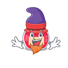 cartoon mascot of funny strawberry jam dressed as an Elf
