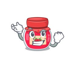 cool confident Successful strawberry jam cartoon character style