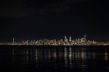 Seattle cityscape at night