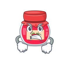 Strawberry jam cartoon character style having angry face