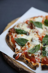 Pizza ham mushroom and basil