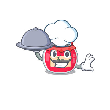 A picture of strawberry jam as a Chef serving food on tray