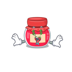 Happy rich strawberry jam cartoon character with Money eye