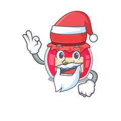 Strawberry jam in Santa cartoon character style with ok finger