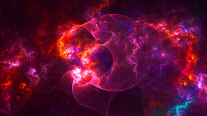 3D rendering abstract red fractal light background