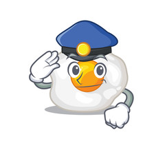 A manly fried egg Cartoon concept working as a Police officer