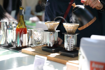 Drip coffee making drip espresso in vintage style