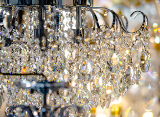 Part of the crystal chandelier shot in close-up