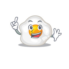mascot cartoon concept fried egg in One Finger gesture