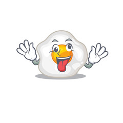 Cute sneaky fried egg Cartoon character with a crazy face
