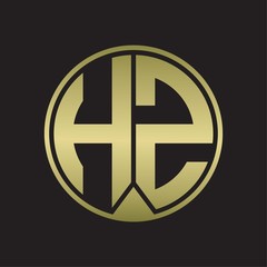 HZ Logo monogram circle with piece ribbon style on gold colors