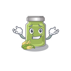 cute Grinning pistachio butter mascot cartoon style