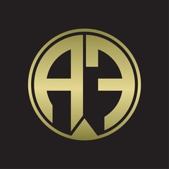AF Logo monogram circle with piece ribbon style on gold colors