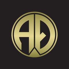AQ Logo monogram circle with piece ribbon style on gold colors