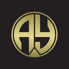 AY Logo monogram circle with piece ribbon style on gold colors