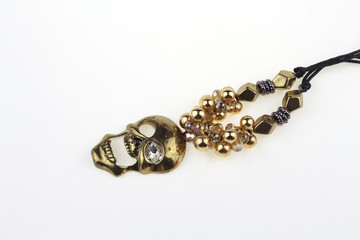 King skull isolated on white background. jewelry halloween accessory.