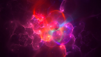 3D rendering abstract red fractal light background