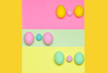 Beautiful Easter eggs on color background