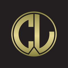 CL Logo monogram circle with piece ribbon style on gold colors