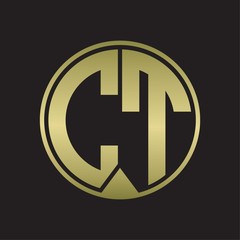 CT Logo monogram circle with piece ribbon style on gold colors