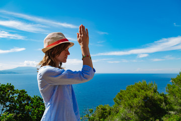 Woman enjoying nice tropical summertime days.