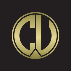 CU Logo monogram circle with piece ribbon style on gold colors