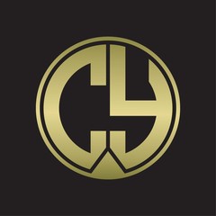 CY Logo monogram circle with piece ribbon style on gold colors