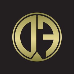 Obraz premium DF Logo monogram circle with piece ribbon style on gold colors