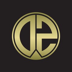 DZ Logo monogram circle with piece ribbon style on gold colors