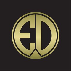 ED Logo monogram circle with piece ribbon style on gold colors