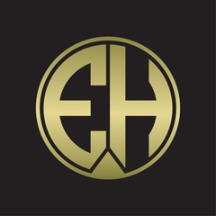 EH Logo monogram circle with piece ribbon style on gold colors