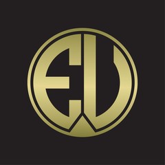 EU Logo monogram circle with piece ribbon style on gold colors