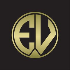 Obraz premium EV Logo monogram circle with piece ribbon style on gold colors