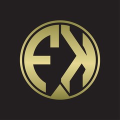 FK Logo monogram circle with piece ribbon style on gold colors