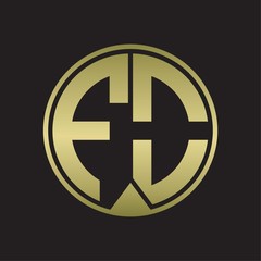 FO Logo monogram circle with piece ribbon style on gold colors