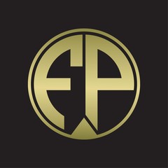 FP Logo monogram circle with piece ribbon style on gold colors