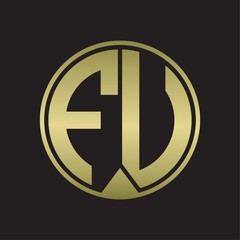 FU Logo monogram circle with piece ribbon style on gold colors