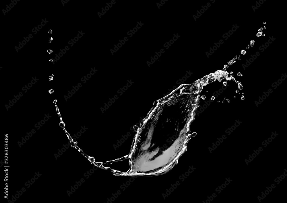 Wall mural water splash isolated on black background