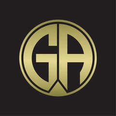 GA Logo monogram circle with piece ribbon style on gold colors