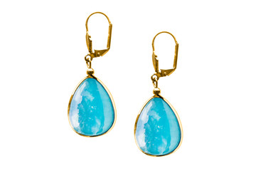 Aquamarine earrings isolated