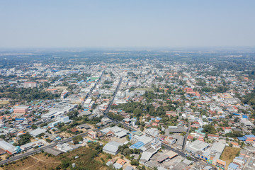 Aerial view of Mueang Sisaket District Sisaket Province, Thailand